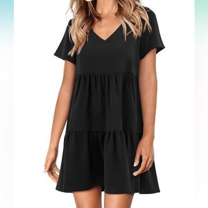 Women Summer Tunic Dress V Neck Casual Loose Flowy Swing Shift Dresses